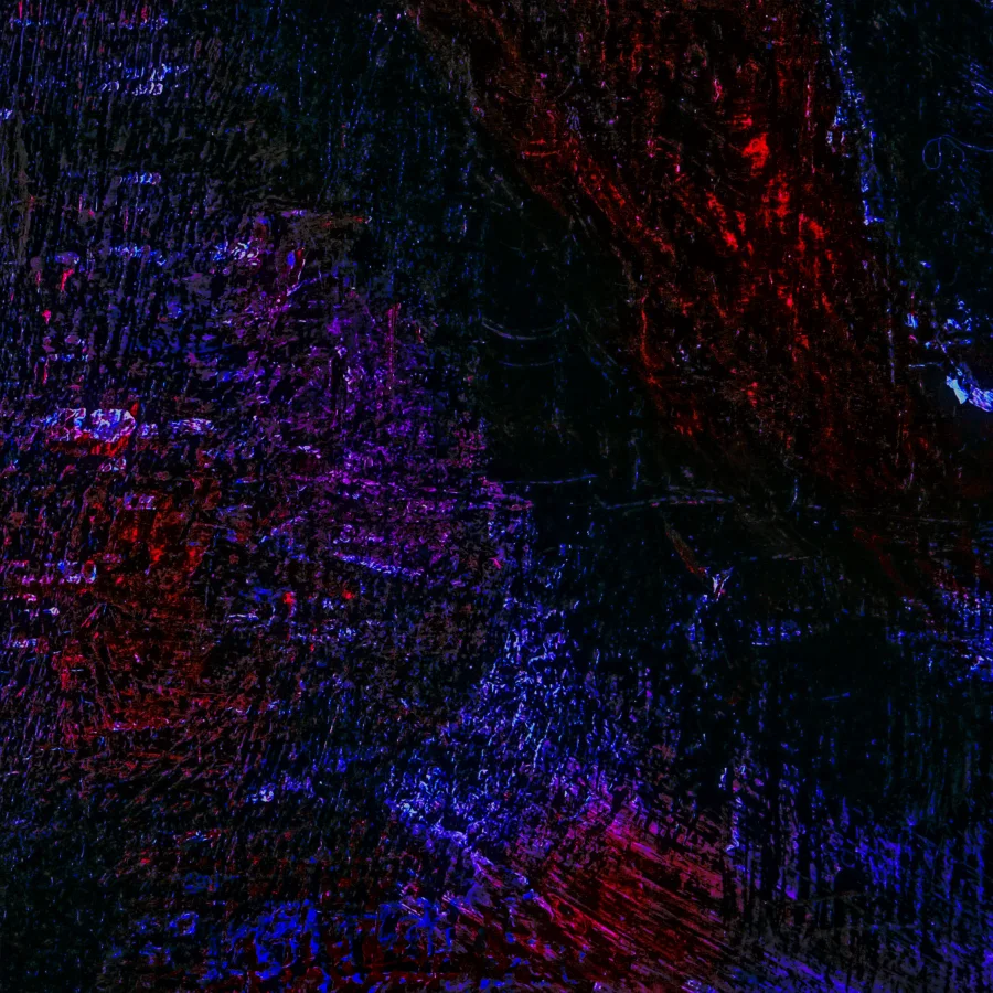 Ritual Echo by spktra - dark red, violet, and blue abstract cover artwork
